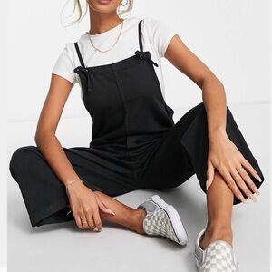 Monki cotton overalls with front pockets in black- MONKI / ASOS